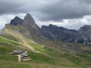 Panoramic views from the top of mount Seceda in South Tyrol