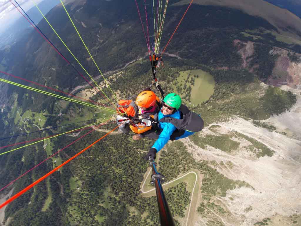 Paragliding from Mount Seceda in Val Gardena South Tyrol