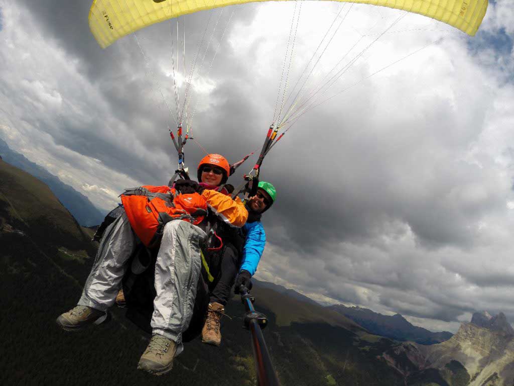 Paragliding from Mount Seceda in Val Gardena South Tyrol