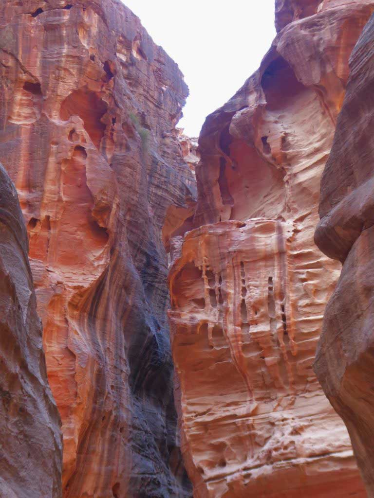 detail view of the rocks in Petra. It looks like the rock melted and is running down like a chocolate fountain