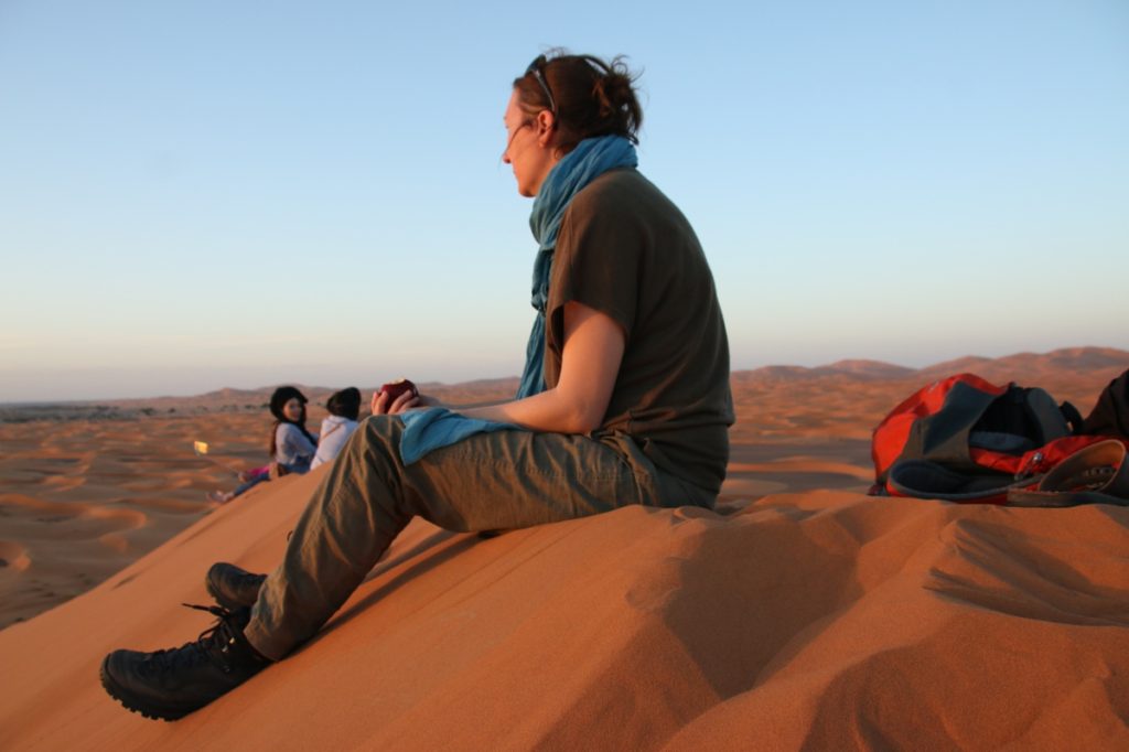 Sunset in the dunes of Merzouga