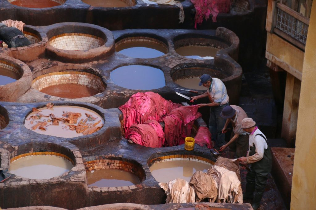 Men at work in the tannery