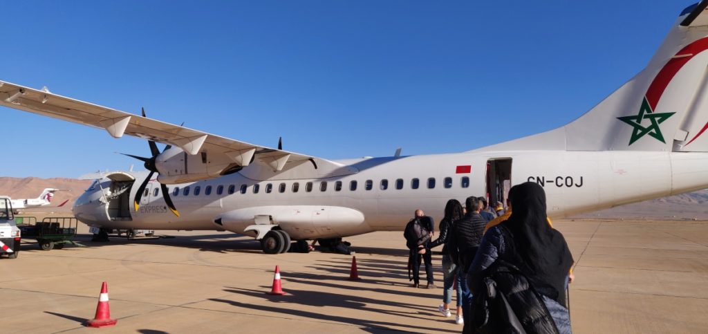 Royal Air Maroc small airplane with people embarking