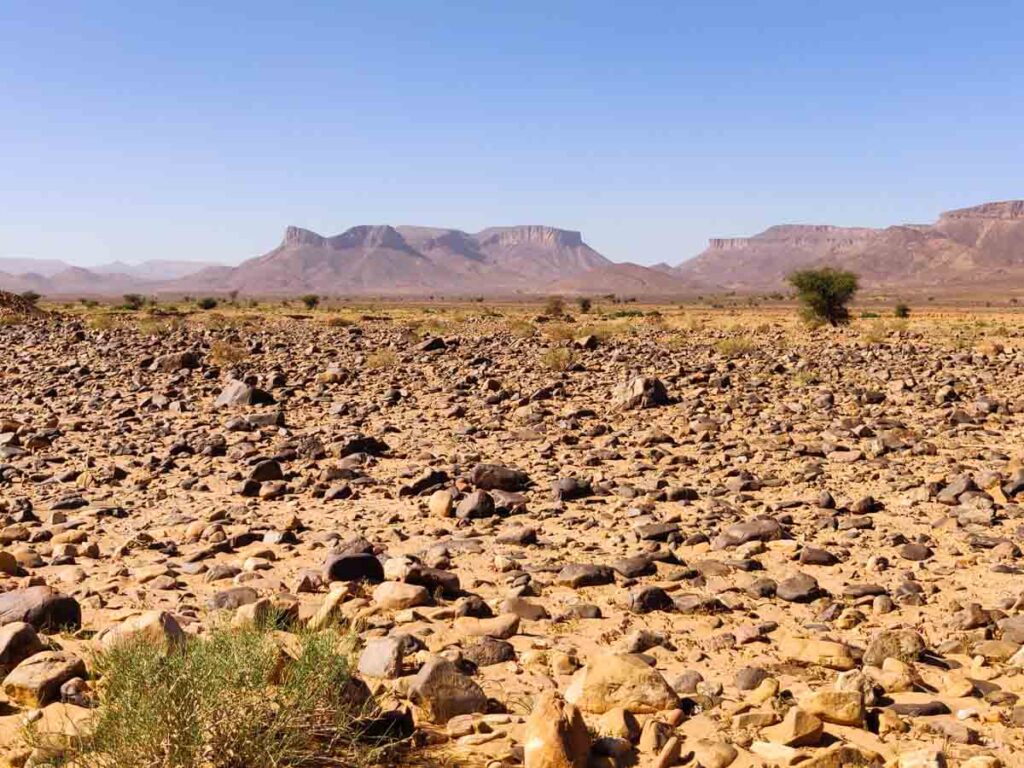 rocky desert and mountains on the horizon, desert Morocco